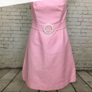Lilly Pulitzer strapless pink with polka dots dress